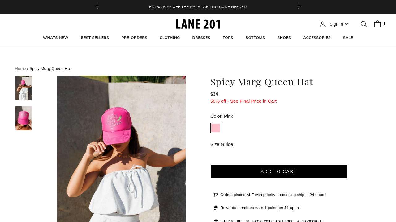 Spicy Marg Queen Hat $34, 50% off