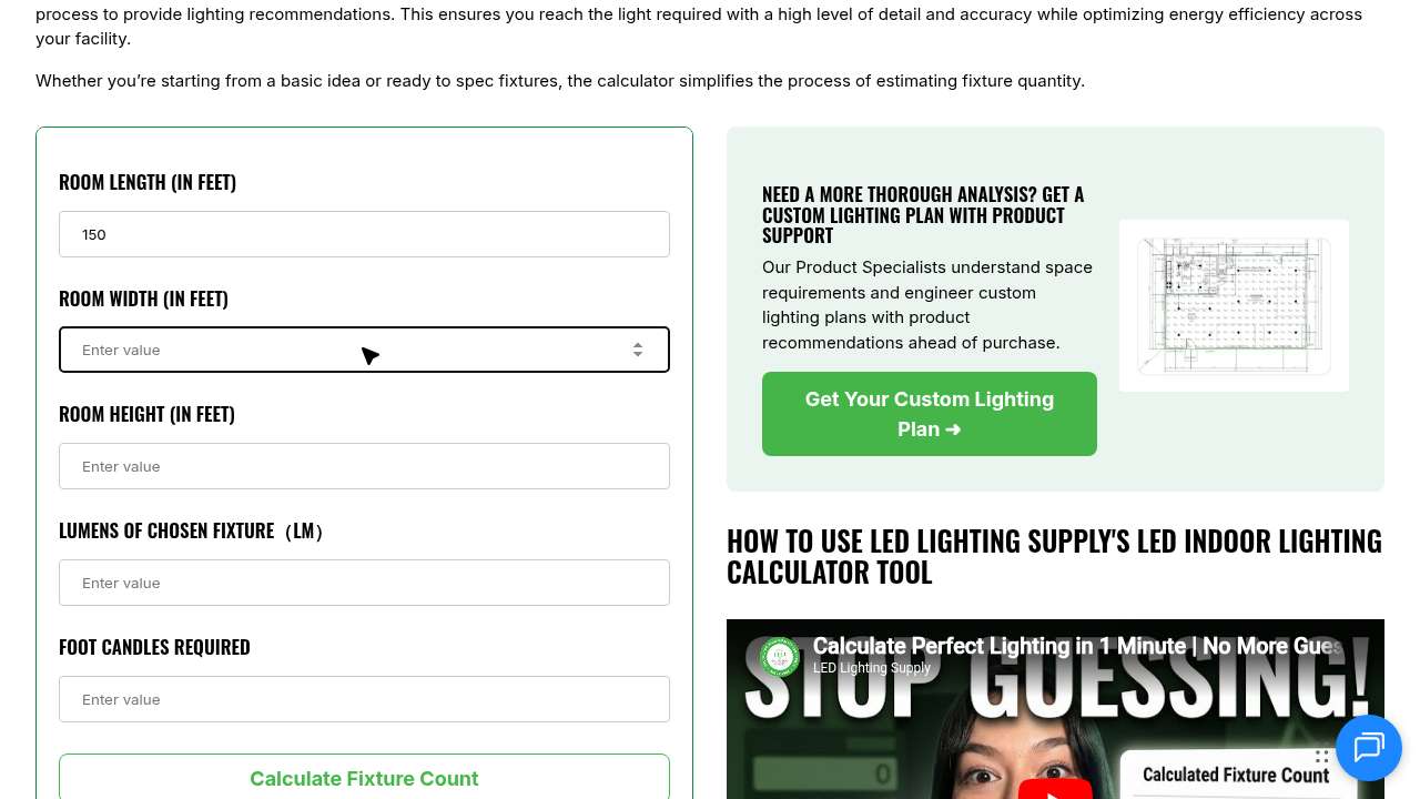 The same calculator on ledlightingsupply.com as Derek encounters it